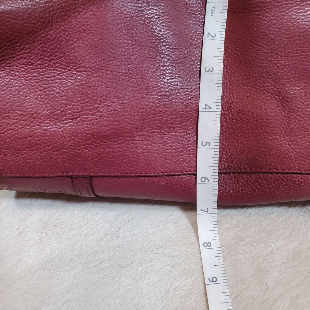 Zara Women's Large Genuine Leather Tote Bag Burgundy Gold Hardware Satchel - Picture 13 of 14